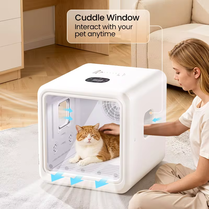 ROJECO Automatic Pet Drying Box 70L Smart Temperature Control 360° Ultra Quiet Pet Hair Grooming For Dog Cat Dryer Box 4 Speed