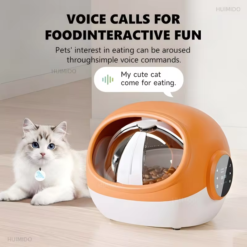 Automatic Cat Feeder Anti-snatch Chip Recognition Sensor Smart Feeder Sound Record Fresh-keeping Dust-proof Pet Food Dispenser