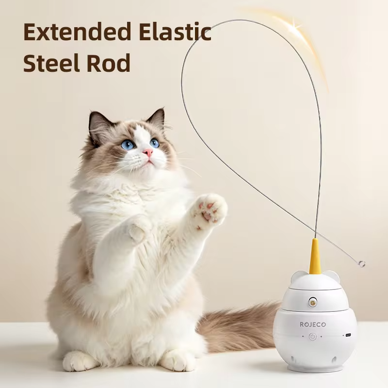 ROJECO 2 in 1 Laser Smart Cat Toy Funny Feather Kitten Teaser Indoor Play Automatic Electric Induction Cat Toys Pet Accessories