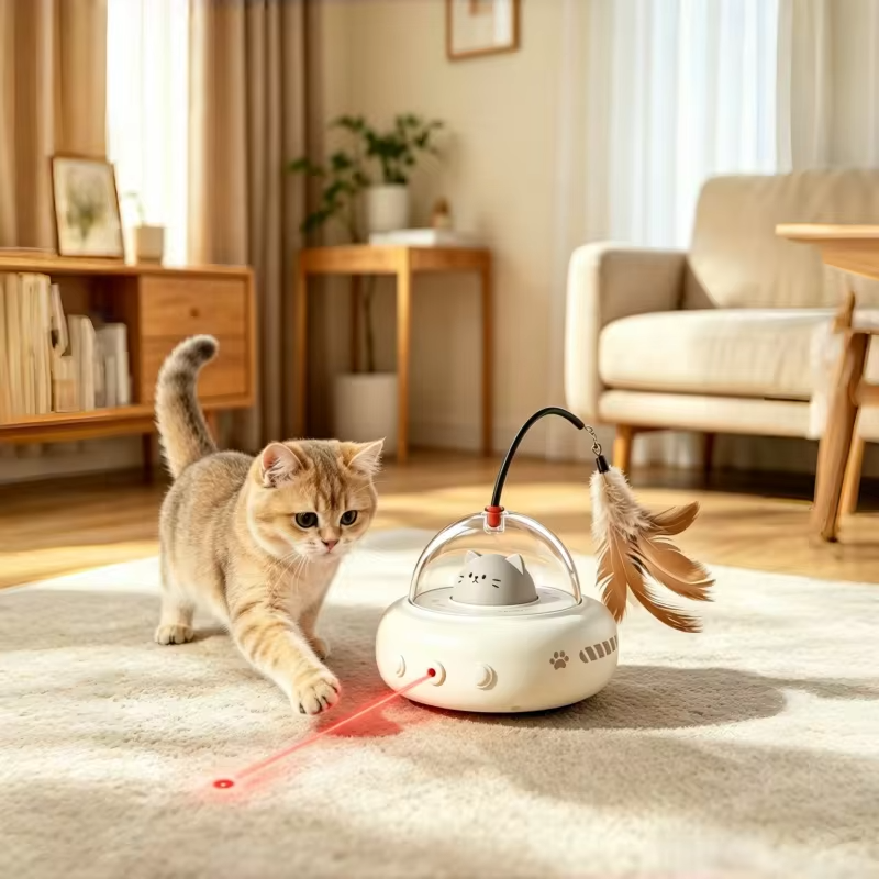 2 In 1 Automatic Cat Toy UFO Feather Teaser Obstacle Avoidance Self Play Kitten USB Rechargeable Indoor Pet Interactive Supplies