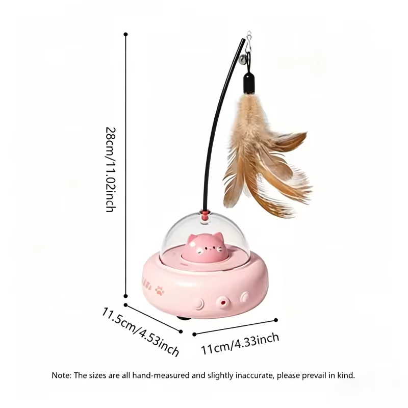 2 In 1 Automatic Cat Toy UFO Feather Teaser Obstacle Avoidance Self Play Kitten USB Rechargeable Indoor Pet Interactive Supplies