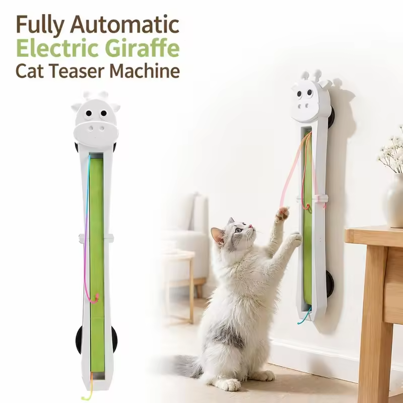 Fully Automatic Giraffe Cat Teaser Machine Automatically Tightens Throws Ropes Electric Cat Teaser Rechargeable Self-adhesive