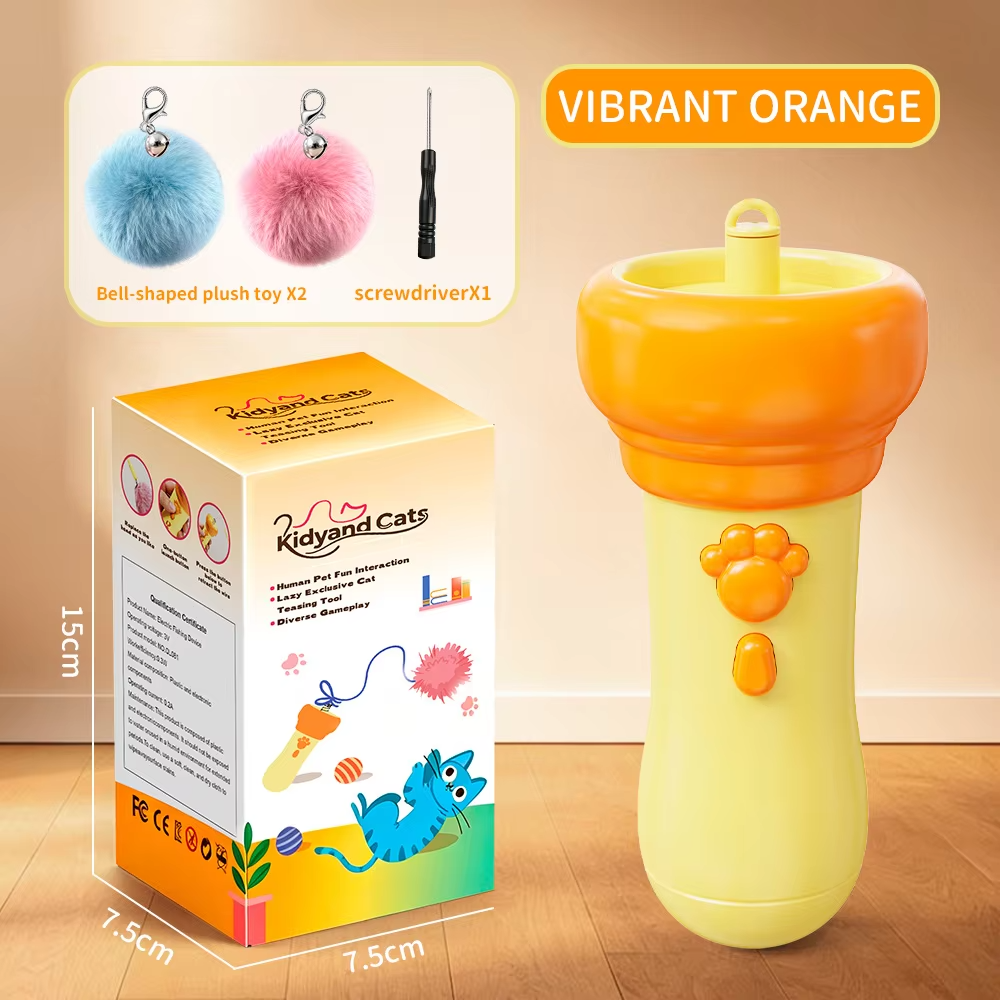 Automatic Cat Teaser Launcher, Electric Retractable Rope Plush Ball Toy, Interactive Cat Wand for Indoor Cats Kittens