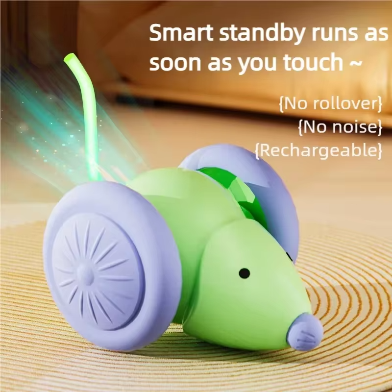 Electric Mouse Car Interactive Cat Toy Automatic Teaser Rechargeable Intelligent Obstacle Avoidance Kitten Pet Toys