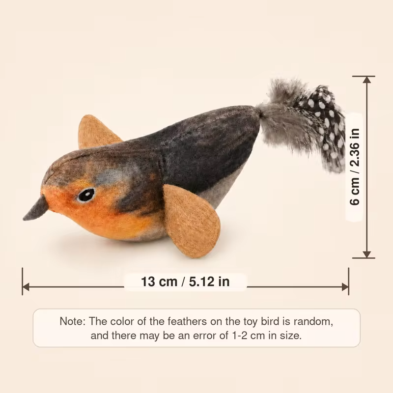 Interactive Hanging Cat Toy Bird Teaser with Elastic Rope Sound Catnip Indoor Wall-Mounted Toy for Cats Kittens Chasing Play