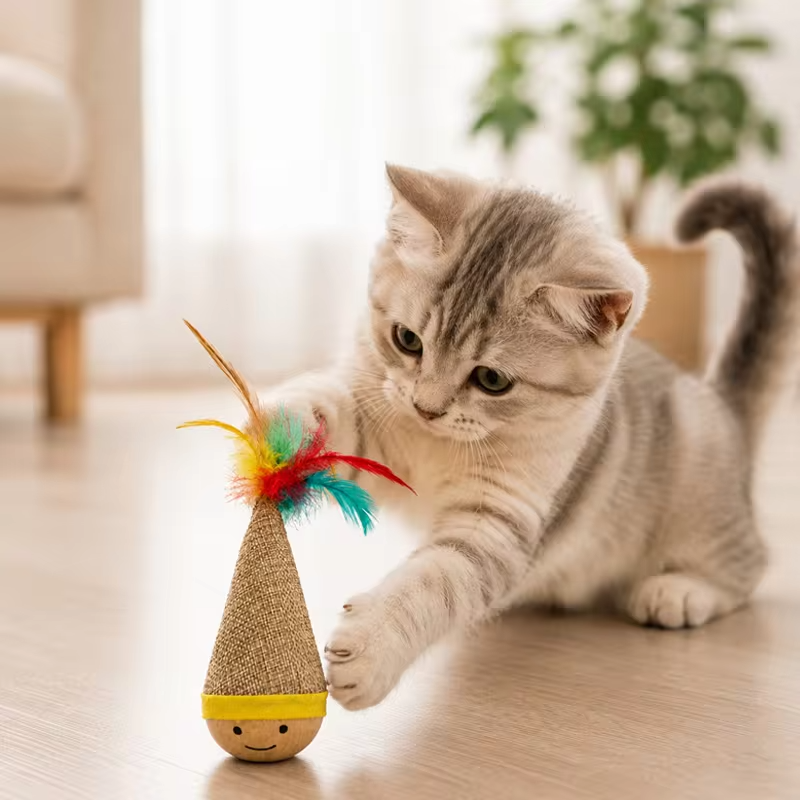 Cat Tumbler Wobbler Fun Tumbler Cat Teaser Toy Wear Resistant Bite Resistant Cat Interactive Suitable for All Breeds and Sizes