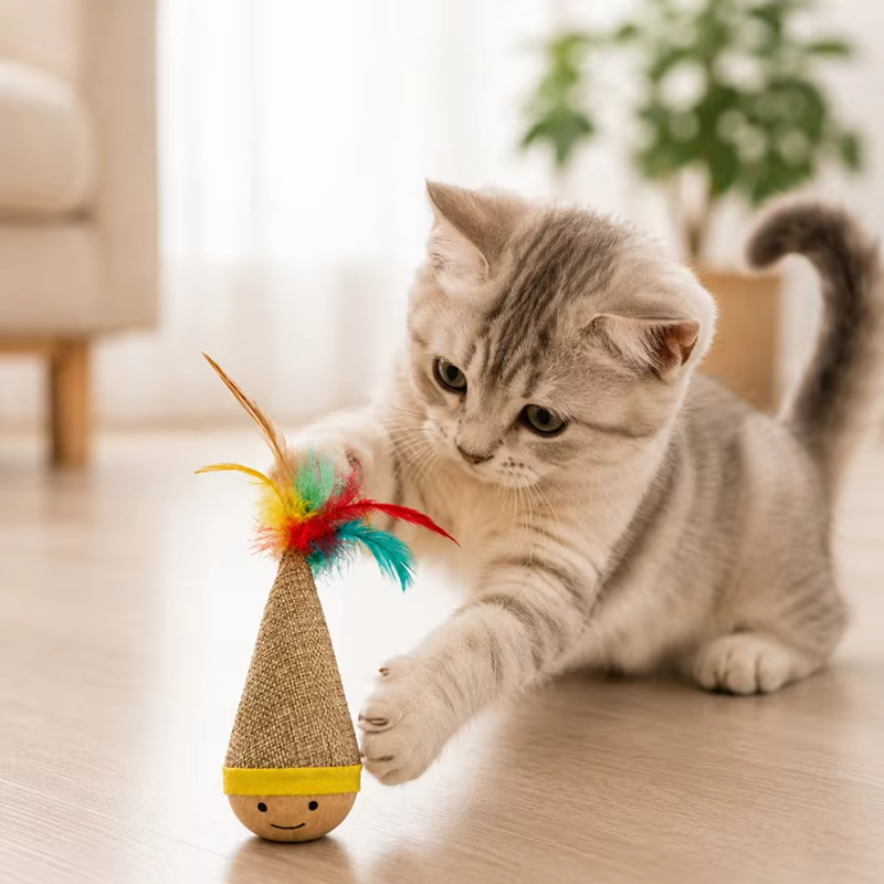 Cat Tumbler Wobbler Fun Tumbler Cat Teaser Toy Wear Resistant Bite Resistant Cat Interactive Suitable for All Breeds and Sizes