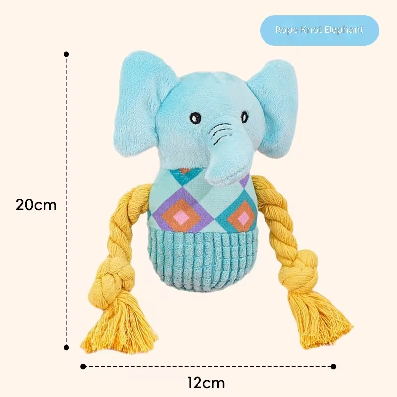 Soft Elephant Shape Plush Pet Toy Bite Resistant Stuffed Doll Puppy Interactive Play Toy for Indoor Outdoor Travel Home Use